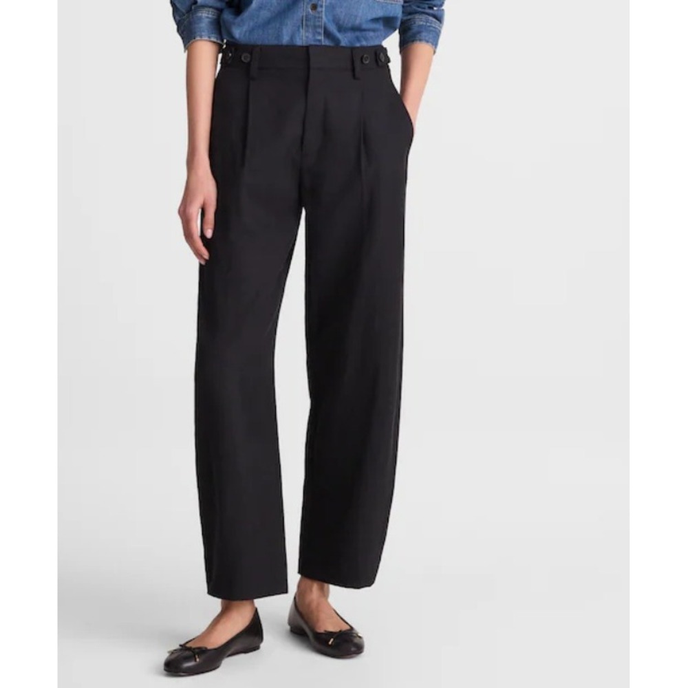 Madewell The Tall Barrel-Leg Trouser in Drapey Twill Black 16T BK5229 NWT
